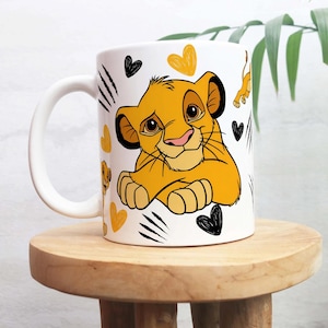 Ceramiczny kubek retro z królem lwem Simbą, kubek do kawy z motywem nostalgii z lat 90., ceramiczny kubek dla fanów filmów, uroczy prezent urodzinowy