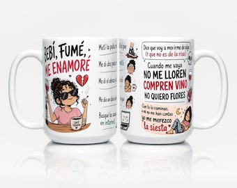 Taza de cerámica española Bebi Fume, taza de café latina vintage, taza de cerámica retro divertida para mujeres, regalo de cumpleaños con humor para novia