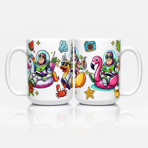 Tazza in ceramica di Buzz Lightyear, tazza da caffè vintage estiva per piscina, tazza in ceramica retrò Disney per adulti, regalo per vacanze al mare