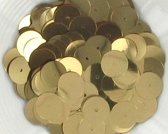 Flat Gold Metallic  6mm, 8mm, or 10mm, approximently 1000 Center Hole Garment Ready Sequins