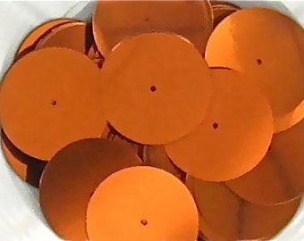 Orange Metallic  20mm Paillettes 100 per package Center  Hole Garment Ready Sequins