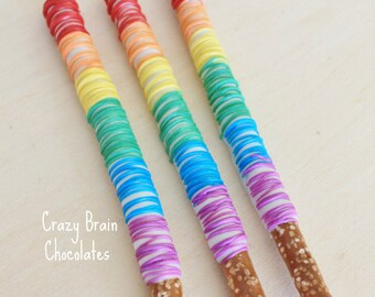 Chocolate Drizzle Rainbow Pretzels (12)