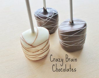 Chocolate Dipped Marshmallow Pops (12) - Birthday - Wedding - Gift