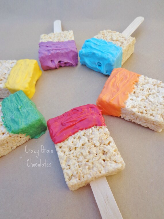 Colorful Paint Brush Rice Krispie Treats 12 Etsy