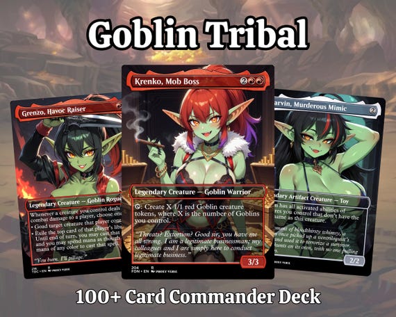 Proxy 100+ Card Commander Deck - Goblin Tribal Anime Waifu Ready to Play Proxy Commander Deck Custom Proxy EDH High Quality Cards