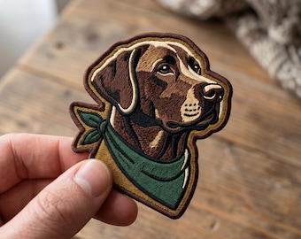 Labrador Embroidered Patch Iron On Applique Chocolate Lab Dog Clothing Accessory Pet Lover Gift