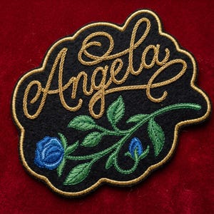 Custom Cursive Script Heart Patch - Embroidered Chainstitch Patch