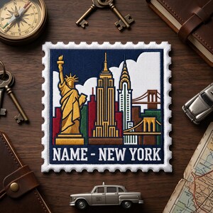 New York City Skyline Embroidered Patch – Statue of Liberty, Empire State Building Applique (Iron-On)
