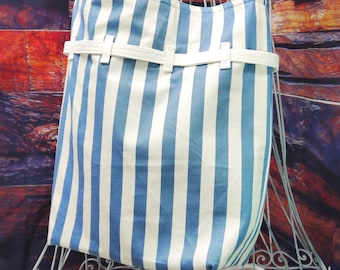 Tote Bag, Large Tote, Shoulder Bag, Purse, Striped Tote, Beach Tote, Summer Tote, Carry All, Upcycled, Repurposed, Bag Again Recycle