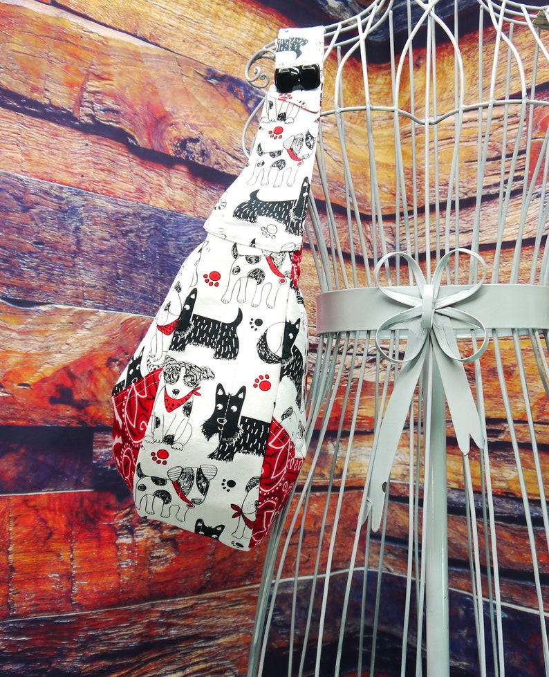 Dog Print Hobo Bag, Hobo Purse, Medium Purse, Doggy Print Purse, Dogs, Pet Purse, Dog Purse, Red and Black Dog Print Purse, Bag Again zdjęcie 8