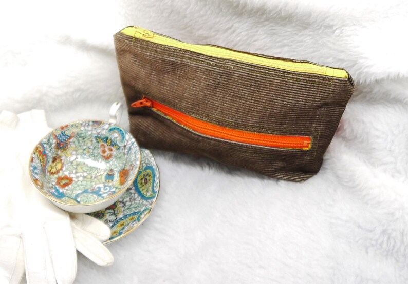 Bag Again Corduroy Clutch Zip Top Pouch Vintage Crochet Lace Zip Top Clutch Zippered Clutch