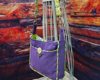 Small Purple Purse, Upcycled Ladies Housedress, Purple Pure, Cross Body Purse, Little Purse, Hand Made Bag, Purse, One of a Kind, Bag Again