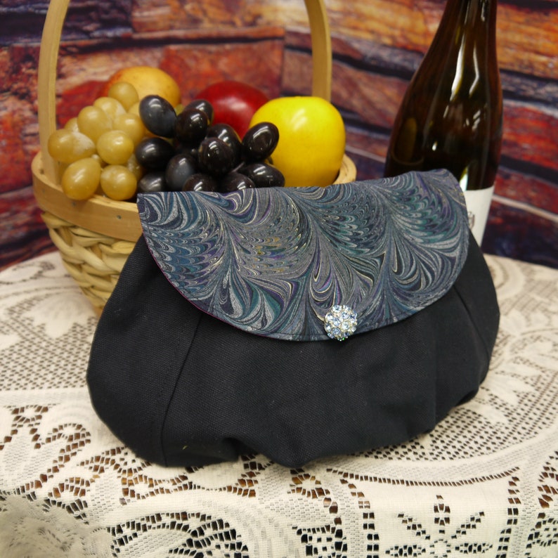 Clutch,Black Clutch, Black Canvas Clutch, Black Purse, Rhinestone Button Clutch, Hand Made, One of a Kind, Upcycled Clutch, Little Clutch image 1