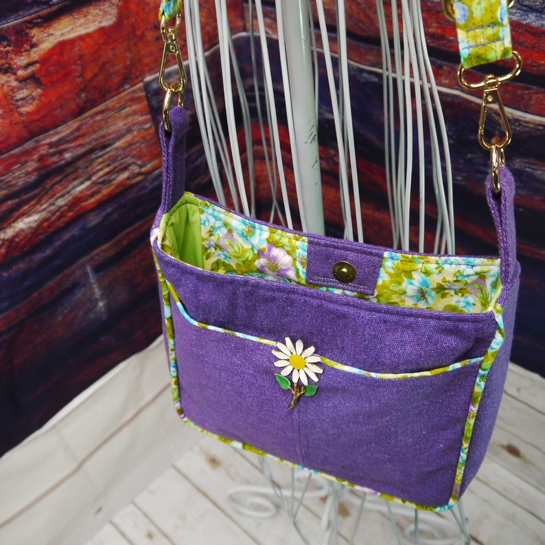 Small Purple Purse, Upcycled Ladies Housedress, Purple Pure, Cross Body Purse, Little Purse, Hand Made Bag, Purse, One of a Kind, Bag Again image 3