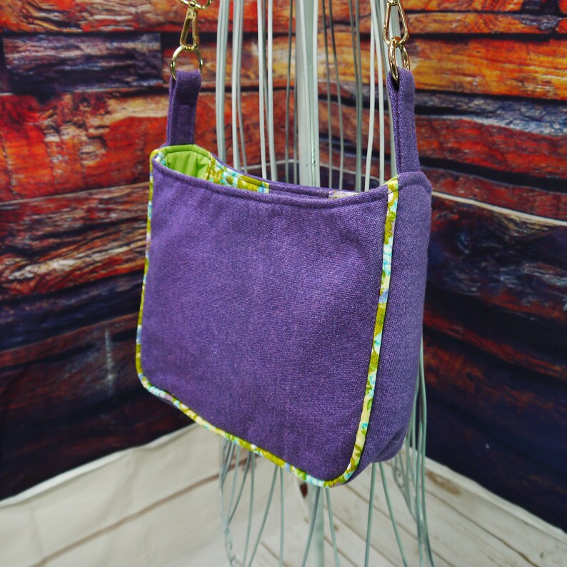 Small Purple Purse, Upcycled Ladies Housedress, Purple Pure, Cross Body Purse, Little Purse, Hand Made Bag, Purse, One of a Kind, Bag Again image 2