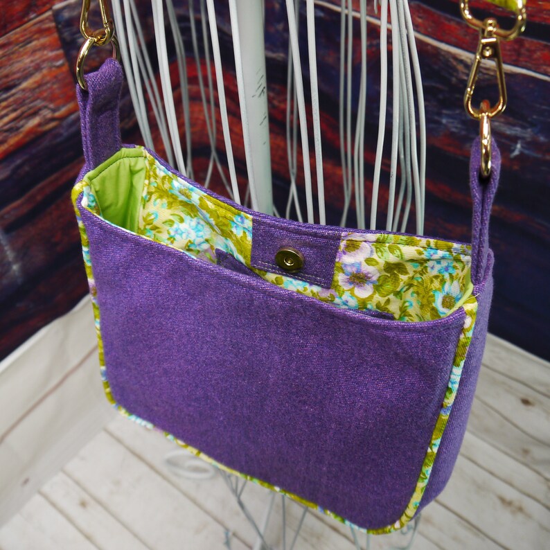 Small Purple Purse, Upcycled Ladies Housedress, Purple Pure, Cross Body Purse, Little Purse, Hand Made Bag, Purse, One of a Kind, Bag Again image 5