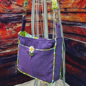 Small Purple Purse, Upcycled Ladies Housedress, Purple Pure, Cross Body Purse, Little Purse, Hand Made Bag, Purse, One of a Kind, Bag Again image 7