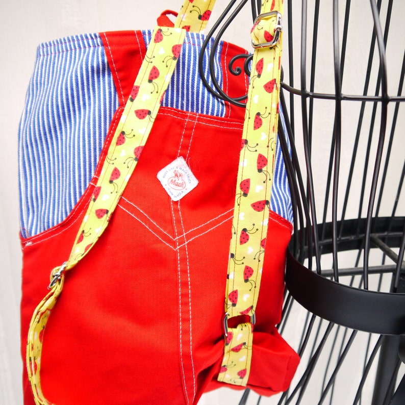 Childs Backpack Red Backpack Little Backpack Red Coveralls Backpack Childs Upcycled Backpack Book Bag Upcycled Coveralls