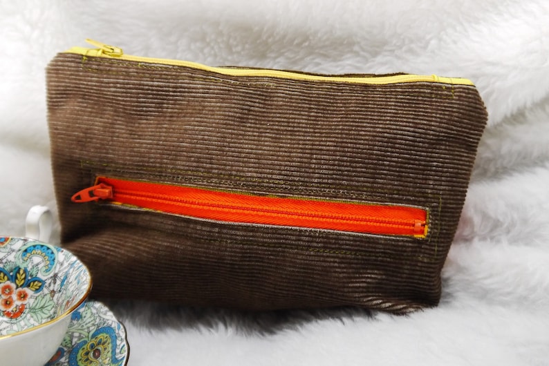 Bag Again Corduroy Clutch Zip Top Pouch Vintage Crochet Lace Zip Top Clutch Zippered Clutch