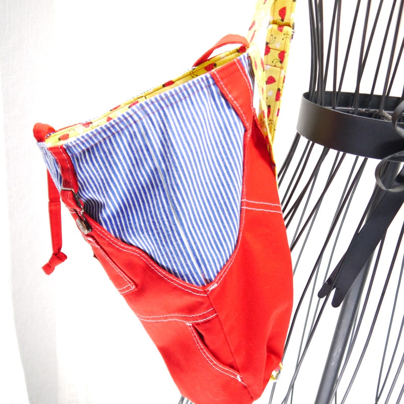 Childs Backpack Red Backpack Little Backpack Red Coveralls Backpack Childs Upcycled Backpack Book Bag Upcycled Coveralls