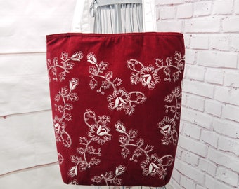 Large Tote, Embroidered Tote, Purse, Large Purse, Tablet Carry Bag, Maroon Purse, Maroon Tote, Embroidered Purse, Bag Again, One of a Kind