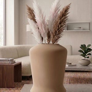 Jarrón geométrico impreso en 3D, jarrón de flores secas de la Pampa, decoración minimalista para el hogar, centro de mesa único, regalo ecológico.