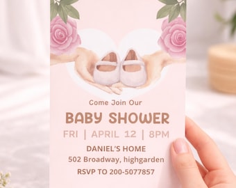 Ballerina Baby Shower Invitation Template, Girl Shower Invite (Digital Download)