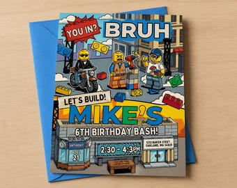 Editable Building Blocks Birthday Invitation, Construction Party Invite (Digital Download)
