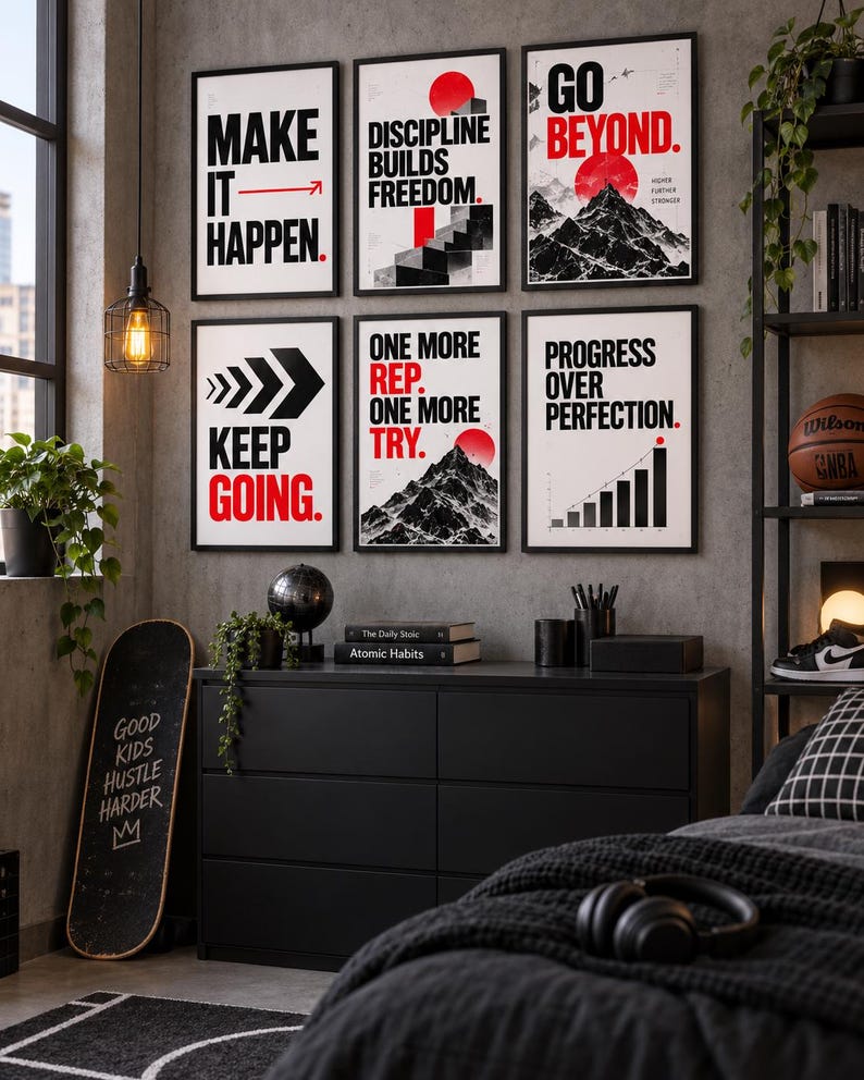 100 Motivational Wall Art Prints, Bold Typography Poster Bundle ...