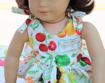 Doll Veggie Top, 18" Matching Doll Top, Doll Peplum Top, Summer Doll Top, Doll Veggie Top, Doll Market Veggie Top