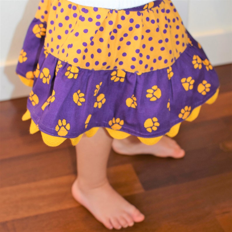 Girls Skirt Husky Skirt Toddler Skirt Purple and Gold Skirt Twirl Skirt University of Washington Skirt UW Skirt Tiered Skirt PAC 12