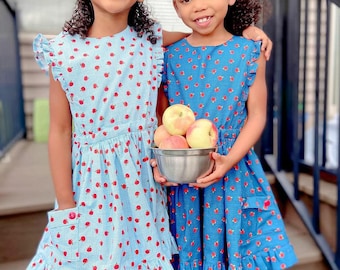 Vestido de manzana para niños pequeños, vestido de manzana para niñas, vestido de manzana para niña, vestido de manzana, vestido de pinafore de manzana, vestido de manzana de regreso a la escuela, vestido BTS