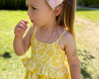 Toddler Lemon Dress, Girls Lemon Dress, Little Girl Dress, Lemon Dress, Lemon Sundress, Summer Lemon Dress, Toddler Sundress, Girls Sundress