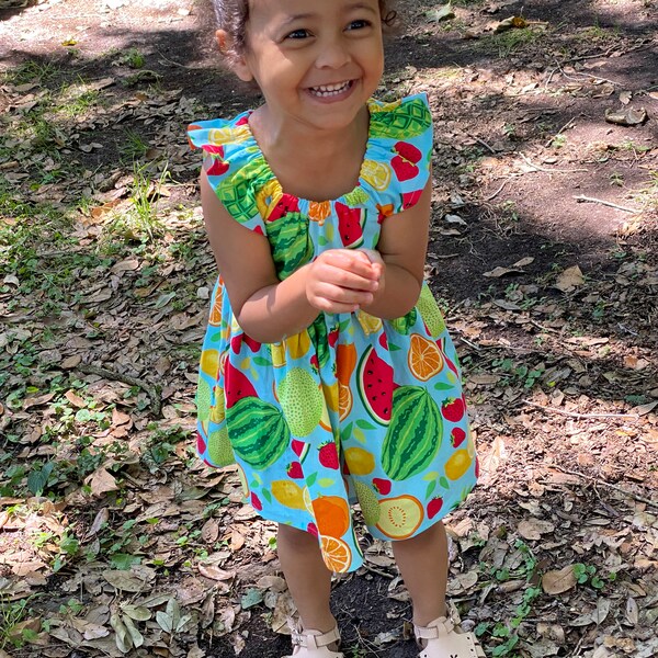 Toddler Girl Colorful Fruit Lapels Dress