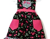 Children's Apron, Toddler apron, Girls Apron, Baking Apron, Cooking Apron, Cherry Apron, Kids Apron, Little Girls Apron, Ruffled Hem Apron