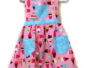 Retro Style Apron, Children Apron, Ice Cream Apron, Little Girl Apron, Cooking Apron, Toddler Apron,  Girl Apron, Baking Apron, Kid Apron