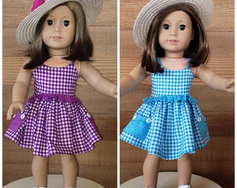 Doll Gingham Dress, 18" Matching Doll Dress, Doll Dress, Gingham Dress for Doll, Doll Sundress, Doll Summer Dress, Dolly and Me Dress