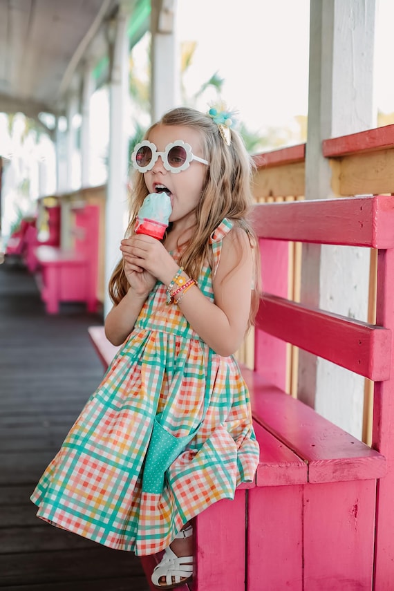 Girls gingham top summer dress