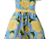 Retro Style Apron, Children's Apron, Little Girl Apron, Cooking Apron, Toddler Apron, Lemon Apron, Girl Apron, Baking Apron, Kids Apron