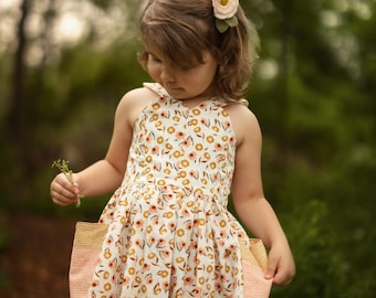 Toddler Floral Dress, Girls Floral Dress, Summer Dress, Fall Dress, Little Girls Dress, Floral Dress, Elastic Back Dress, Wide Straps Dress