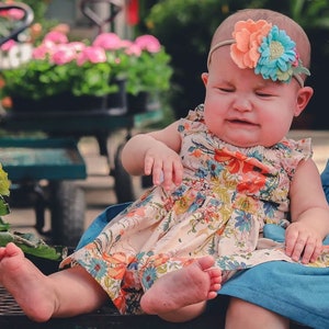 Baby Floral Dress, Baby Peasant Style Dress, Little Girl Floral Dress, Baby Flutter Sleeve Dress, Peasant Dress, Floral Dress, Baby Dress