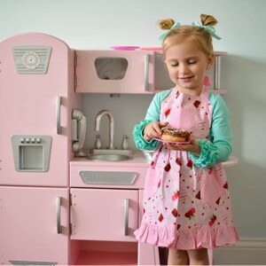 Dessert Apron, Retro Style Apron, Children's Apron, Toddler Apron, Girls Apron, Baking Apron, Cooking Apron, Kids Apron, Little Girls Apron