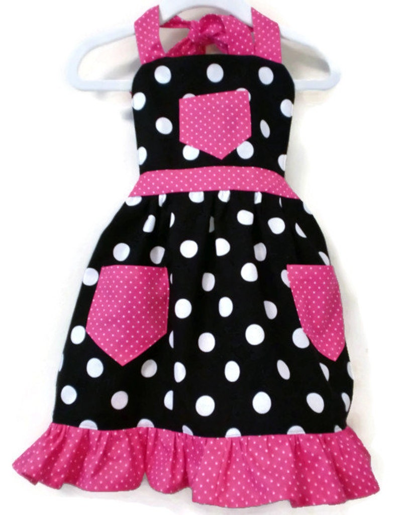 Kids Apron Polka Dot Apron Children/'s Apron Toddler Apron Little Girls Apron Girl Apron Cooking Apron Baking Apron Retro Style Apron