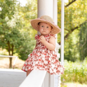Baby Cherry Dress, Baby Peasant Dress, Baby Fruit Dress, Flutter Sleeve Baby Dress, Little Girl Cherry Dress, Cherry Dress, Baby SummerDress