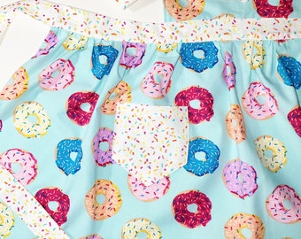 Toddler Donut Apron, Donut Apron, Toddler Apron, Little Girl Apron, Donuts with Sprinkles, Baking Apron, Donut Baking Apron, Bday Gift Apron