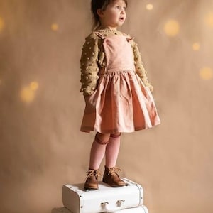 Toddler &quot;Rose&quot; Pinafore, Girls &quot;Rose&quot; Pinafore, Linen/Cotton Pinafore, Fall Pinafore, KnotTie Pinafore, Toddler Jumper, Girls Jumper, Jumper