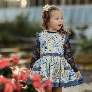 Toddler Floral Dress, Girls Floral Dress, Toddler Pinafore Dress, Girls Pinafore Dress, Floral Dress, Toddler Fall Dress, Girls Fall Dress