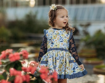 Toddler Floral Dress, Girls Floral Dress, Toddler Pinafore Dress, Girls Pinafore Dress, Floral Dress, Toddler Fall Dress, Girls Fall Dress