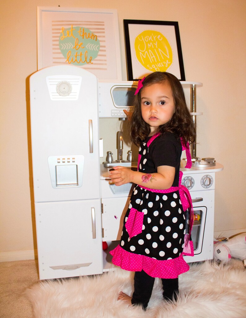 Kids Apron Polka Dot Apron Children/'s Apron Toddler Apron Little Girls Apron Girl Apron Cooking Apron Baking Apron Retro Style Apron