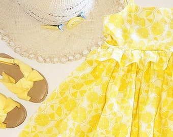 Baby Lemon Dress, Baby Fruit Dress, Baby Sundress, Baby Summer Dress, Lemon Dress, Little Girl Sundress, Baby Lemon Sundress, Birthday Dress